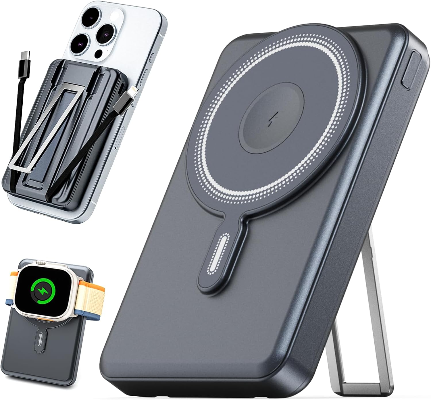 3-in-1 MagSafe Power Bank 10000mAh - 20W PD Fast Charging With Foldable Stand & LED Display